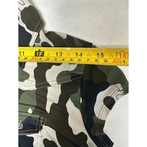 VINTAGE Baby Phat Y2K Authentic Women’s Medium Camo Logo Bling Short Sleeve Top - Picture 15 of 16